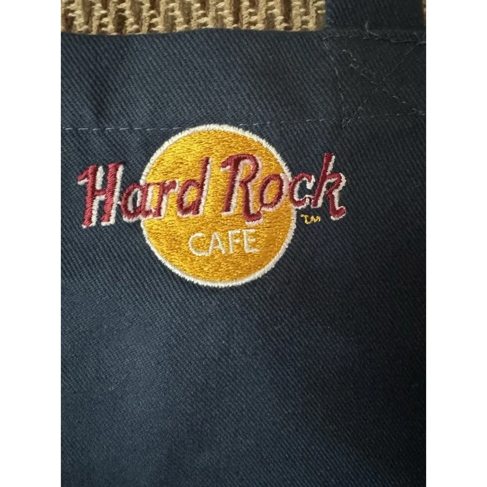 Vintage 80s 90s Hard Rock Cafe Embroidered Black Chef Apron Uniform